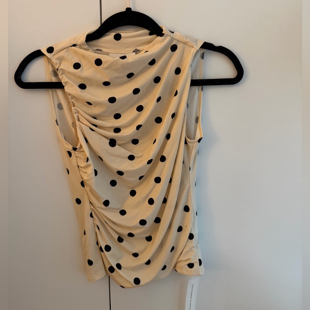 Reformation Cream Polka Dot Draped Tank Top